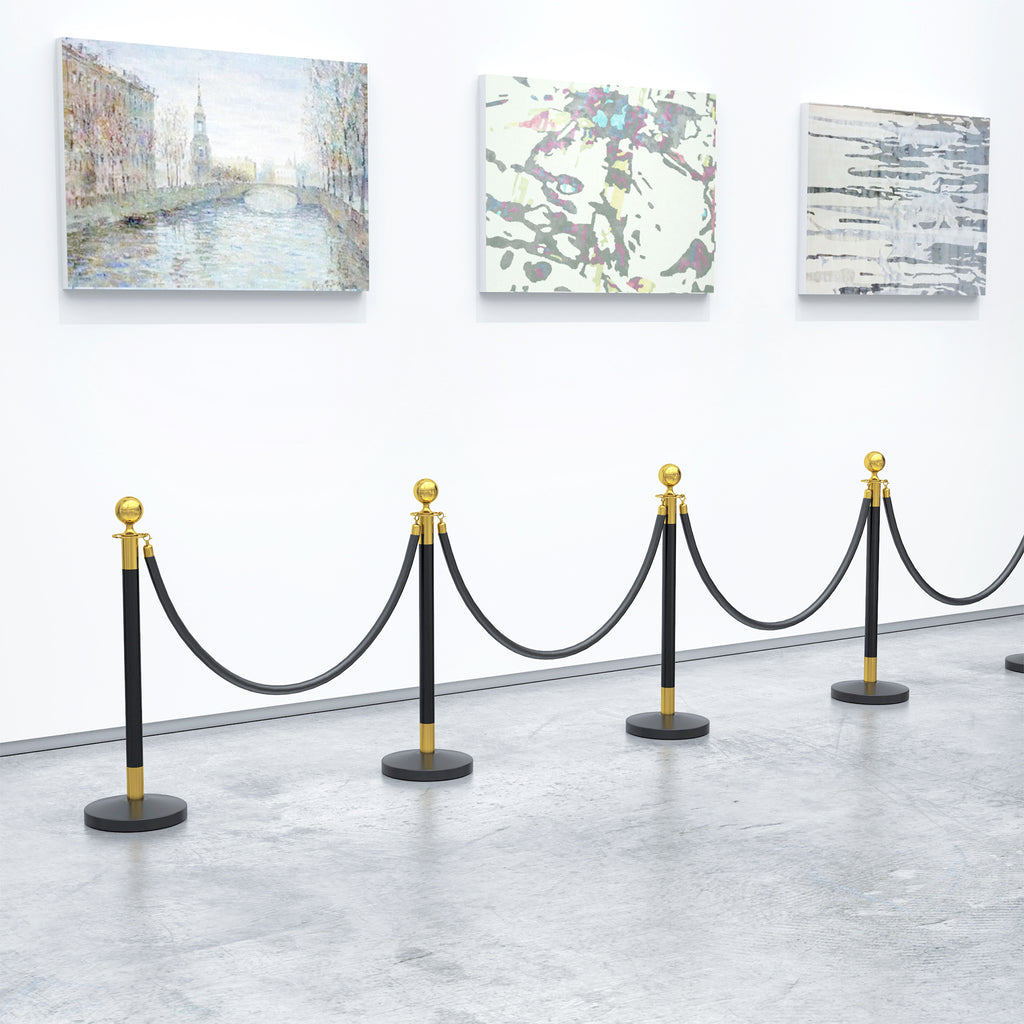 Stainless Steel Path Markers with 1.5 m Black Velvety Rope and Fillable Base, Ø32x96 cm