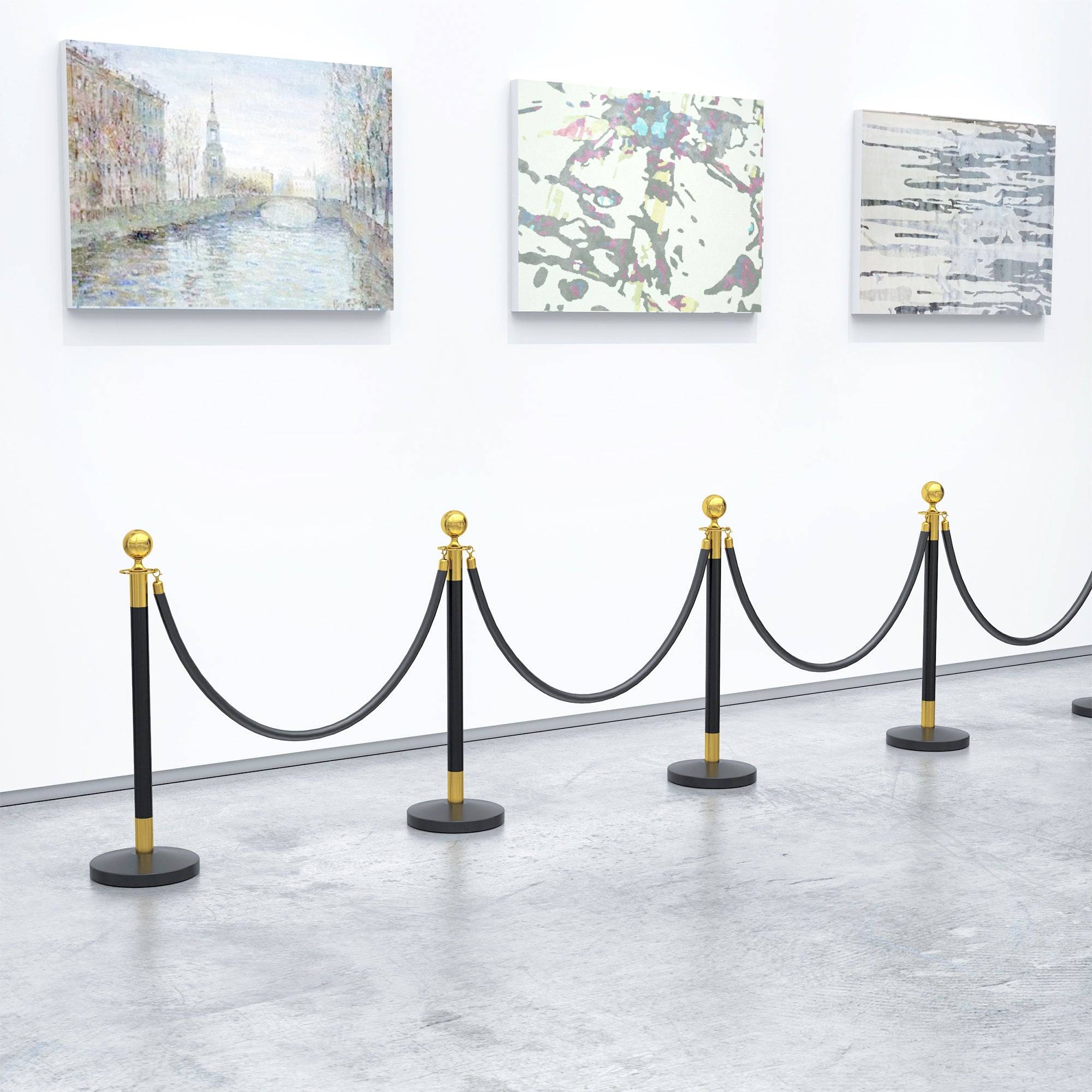 Stainless Steel Path Markers with 1.5 m Black Velvety Rope and Fillable Base, Ø32x96 cm