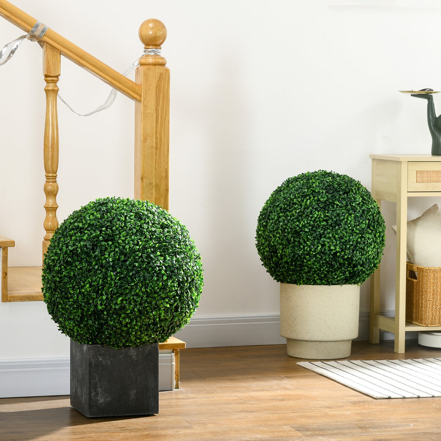 HOMCOM Set of 2 Fake Boxwood Ball Plants Ø50cm, Indoor and Outdoor Decoration, Green - Borgè