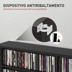 16-Tier Modern Design Wooden CD Bookcase Cabinet, 106.5x24x123.7 cm, Black