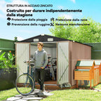 Outsunny 364 x 238 cm Metal Garden Shed with 4 Vents and Lockable Double Doors, Brown