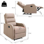 HOMCOM 160° Max Reclining Chair with Footrest, PU Leather, Wood and Steel, 65x89x100 cm, Light Brown