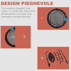 Mini Fitness Trampoline Ø102 cm with Adjustable Handlebar, Foldable Elastic Trampoline, Black