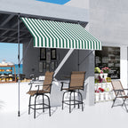 Awning 2x1.2 m with Adjustable Supports and Crank, in Aluminium, Metal and Polyester, Green and White