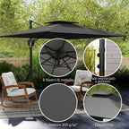 Arm Umbrella 2.5x2.5 m with Fillable Base, Crank and Tilting Head, Dark Gray