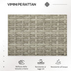 2-Seater Outdoor Sofa with Coffee Table, in Steel and PE Rattan, 137x59x82 cm, Gray and Cream - Borgè