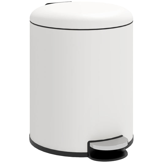 5L Pedal Bin with Soft Closing Lid, in Metal and PP, 26.5x21x28 cm, Cream