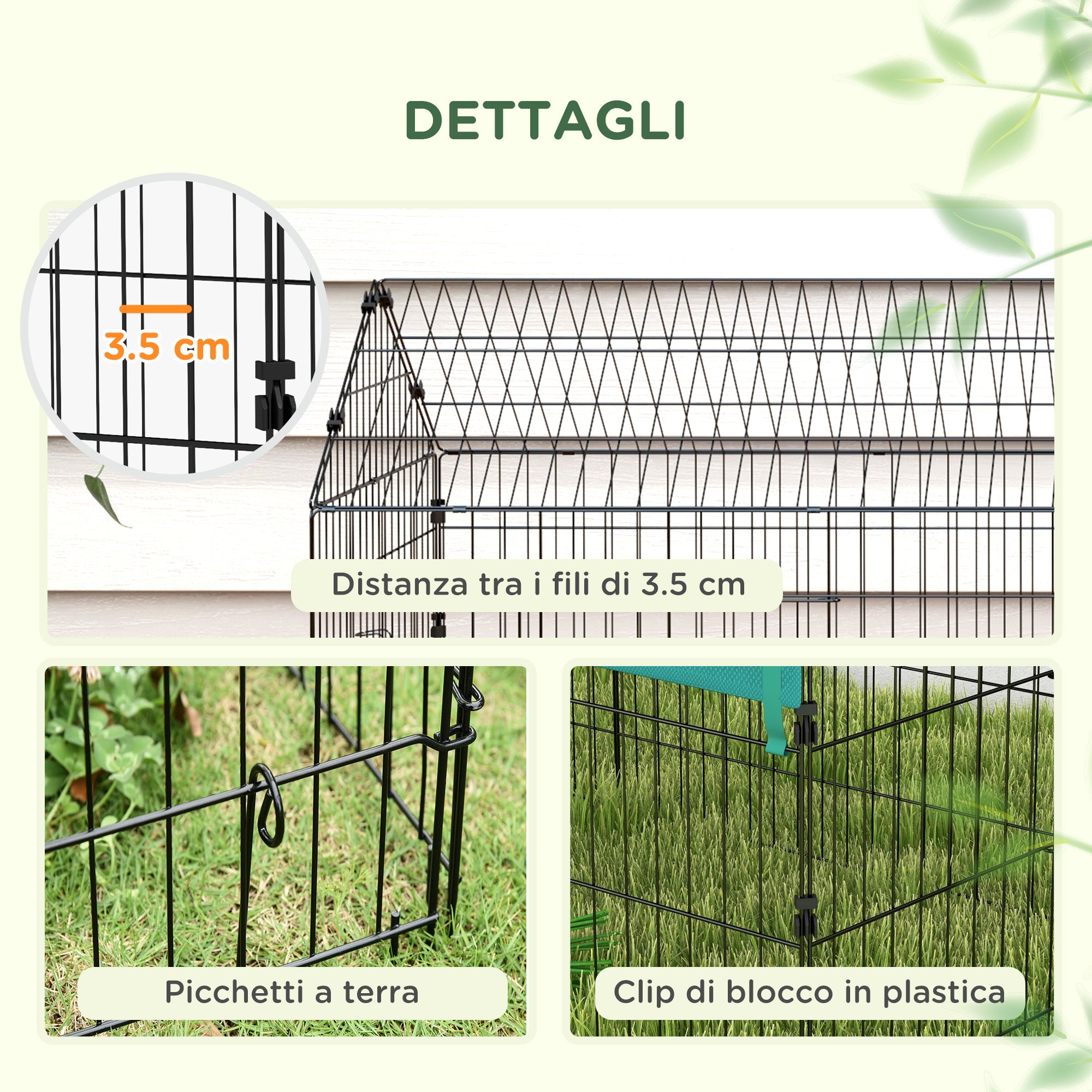 Pawhut cage for outdoor rabbits and interior with a house with roof, 220x85x103cm, green - Borgè