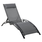 5-Level Reclining Garden Lounger with Removable Cushion, Aluminum and Texteline, 171x64x82cm Gray