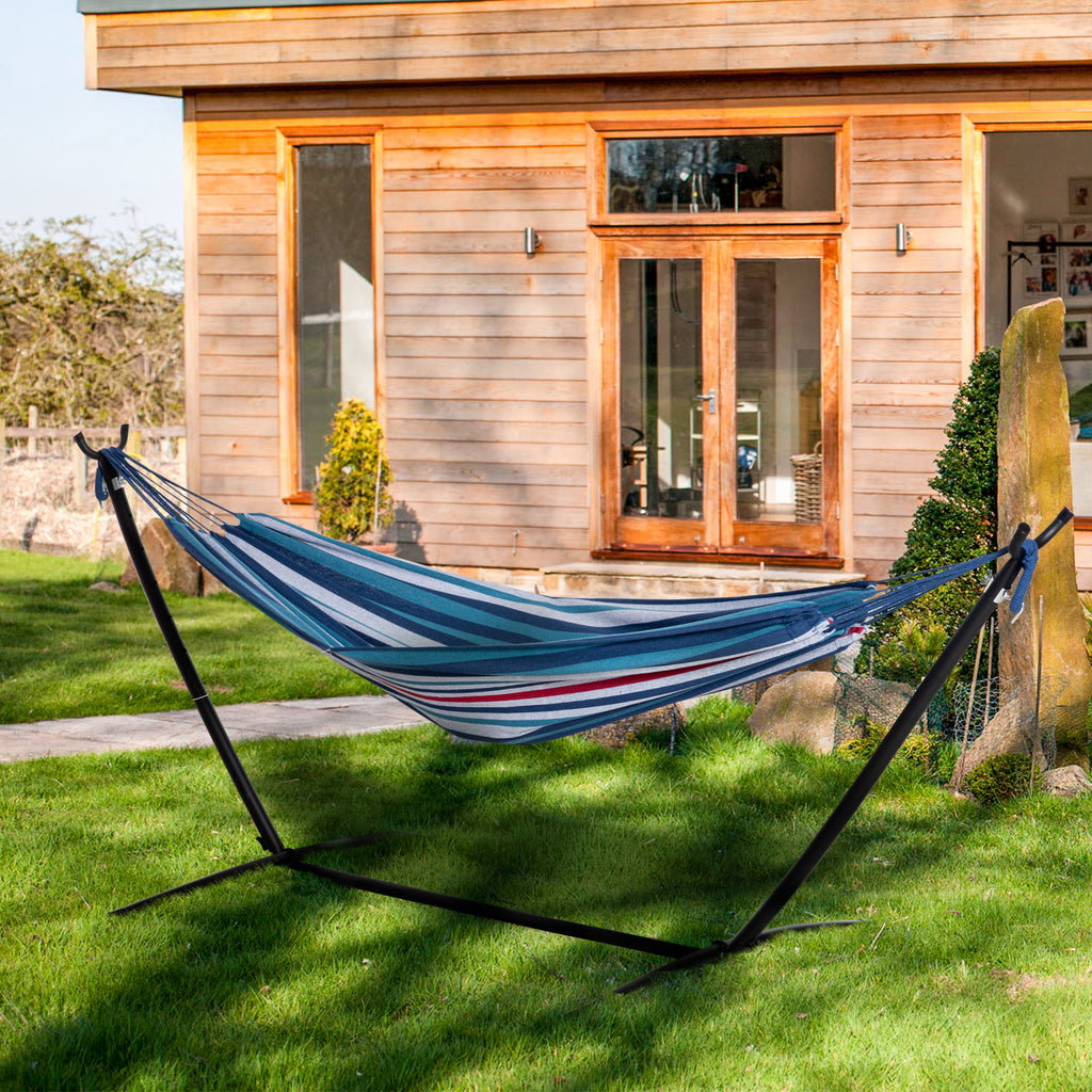 Outsunny Freestanding Hammock with Stand, Adjustable Height and Carrying Bag, 310x117x105 cm, White