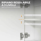 HOMCOM Wall-Mounted Bathroom Cabinet with Mirror, Adjustable Shelf and Open Shelf, 60x16x60 cm, White
