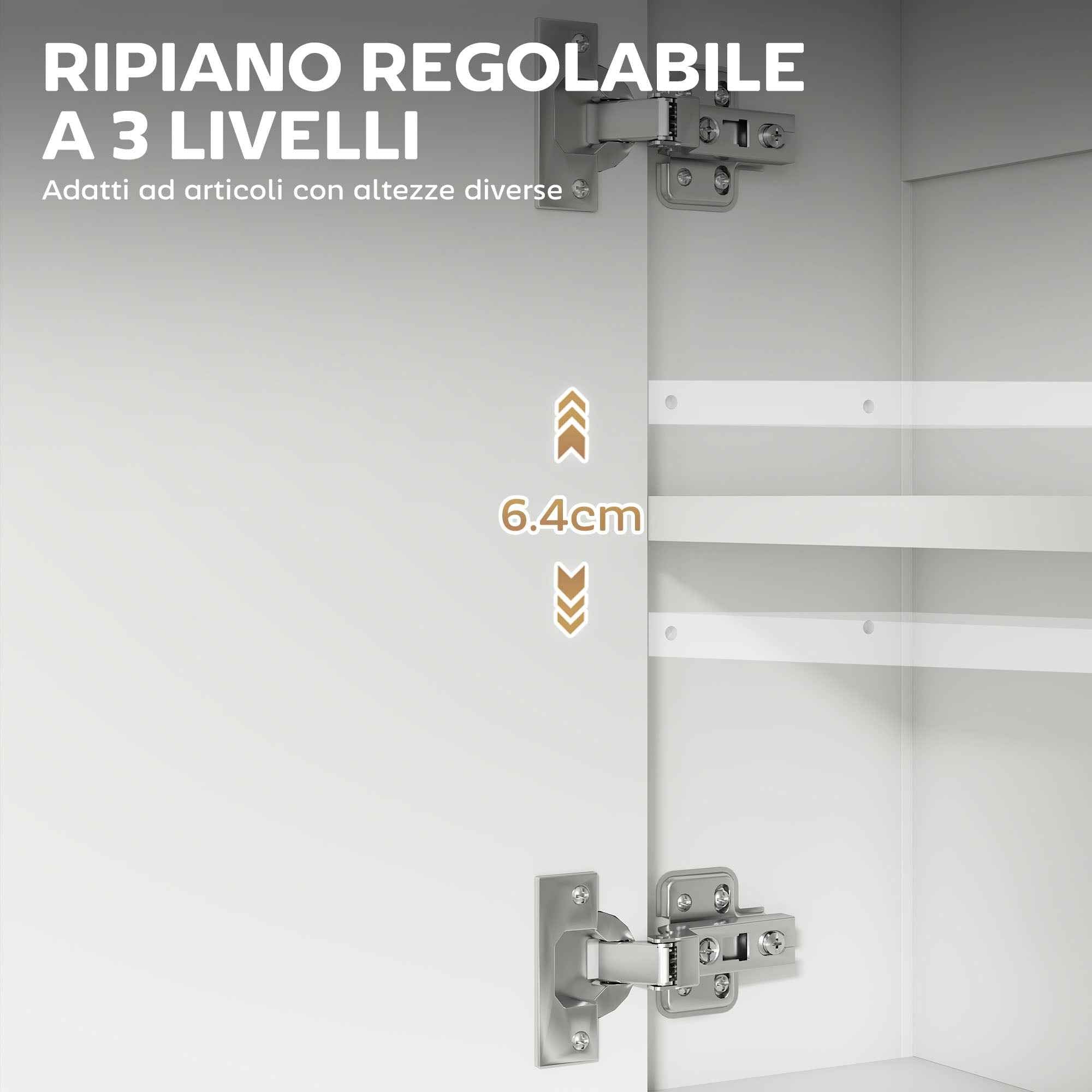 HOMCOM Wall-Mounted Bathroom Cabinet with Mirror, Adjustable Shelf and Open Shelf, 60x16x60 cm, White