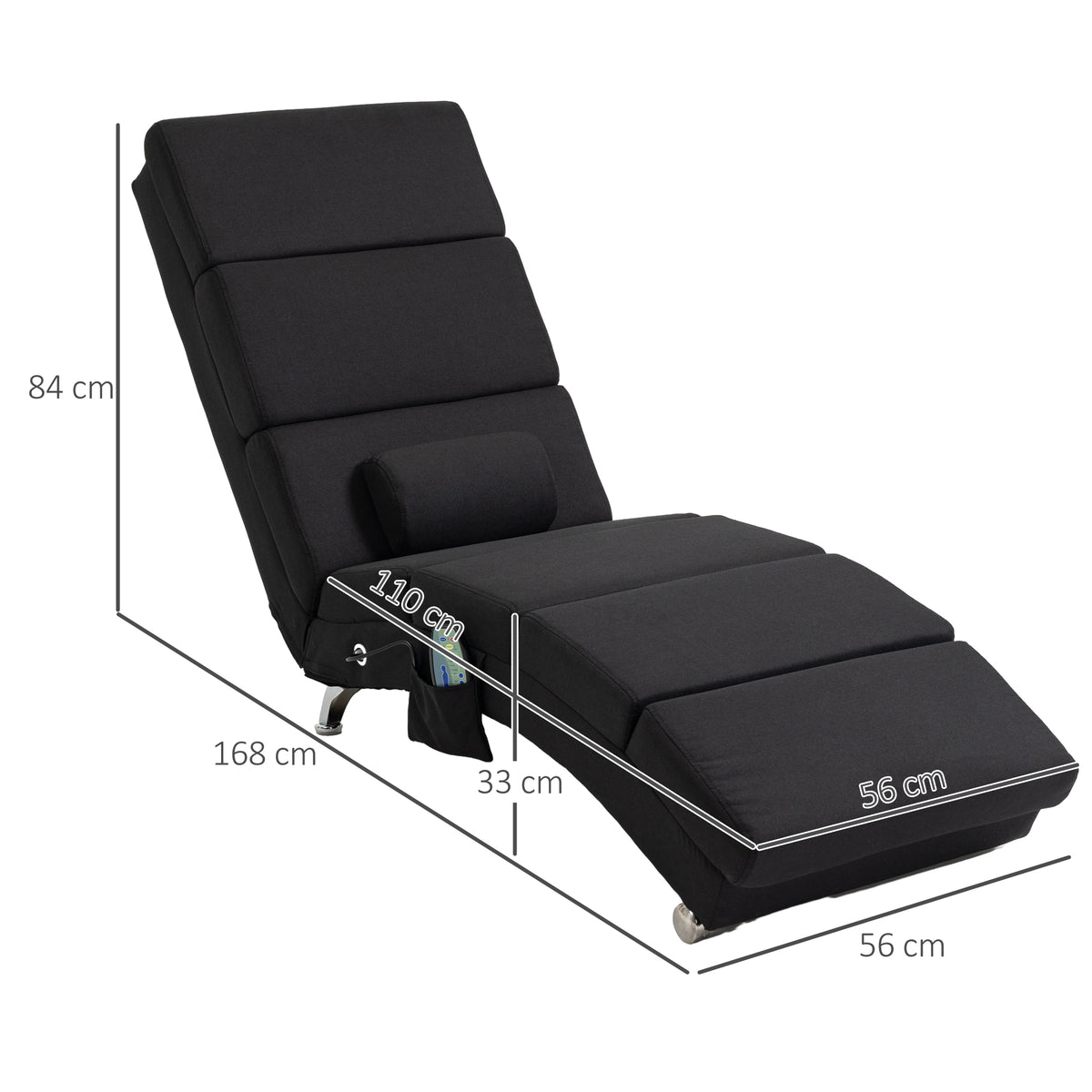 HOMCOM Massage Chair with 8 Vibration Points and Heating, 5 Modes, Timer and Remote Control, Black