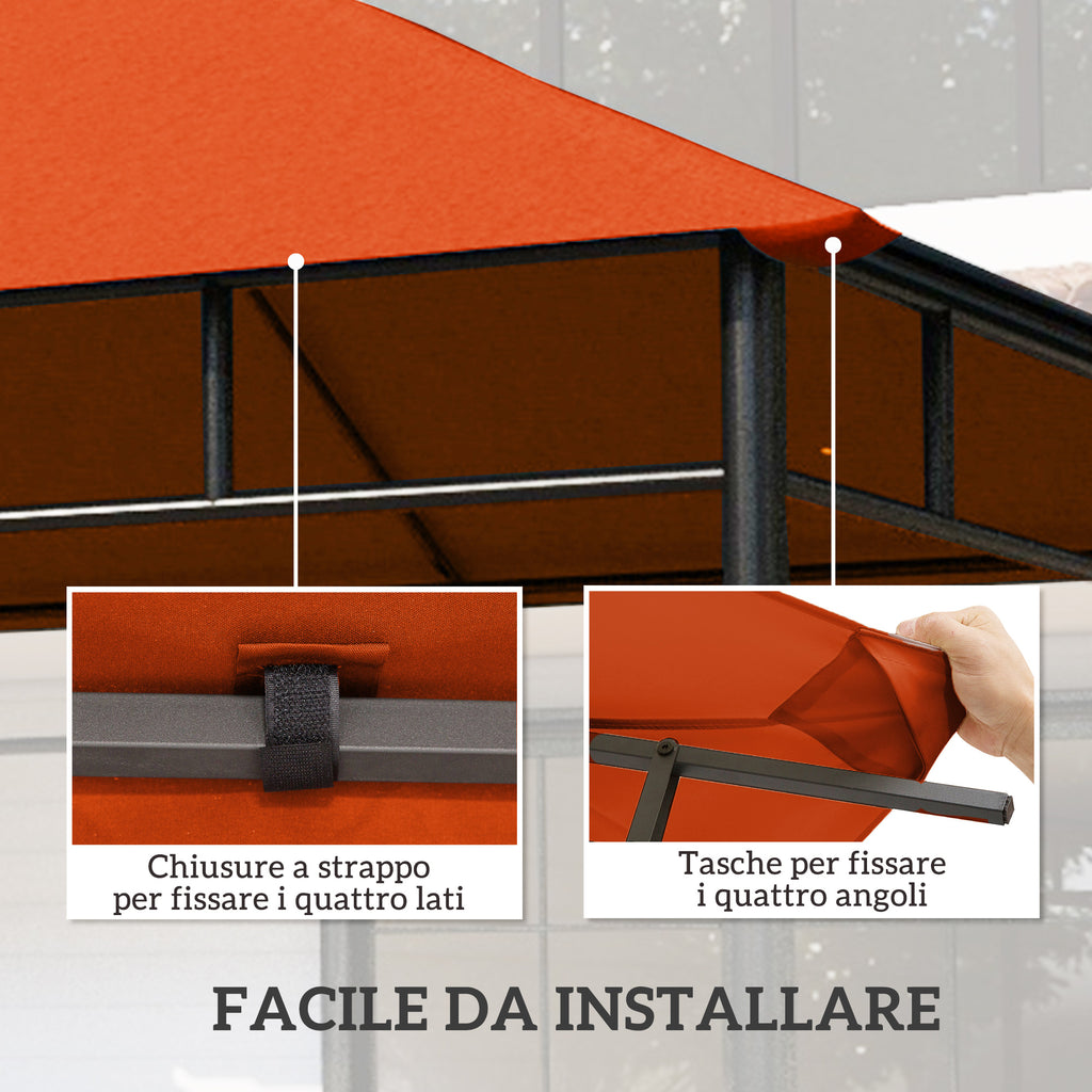 Outsunny 3x3m Orange Replacement Roof for Garden Gazebo in Polyester with Ventilation Holes