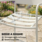 Outsunny 3-piece bistro set: glass table and 2 chairs, white outdoor furniture.