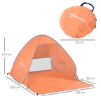 Pop Up Beach Tent with UV 30+ Protection and Transport Bag, 200x150x119 cm, Orange