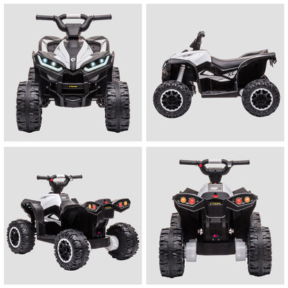 Quad for Children 3-5 Years Electric 12V, 2 Speed, Wide Wheels with Suspension and LED Headlights, White