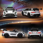 AIYAPLAY Electric Ride-On Car for Kids 3-8 Years Old Mercedes-AMG 12V with Remote Control, LED Lights, Transport Wheels, White