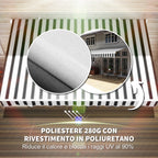 Extendable Outdoor Sun Shade Awning in Aluminum and Polyester with Crank, 395x245 cm, Blue and White