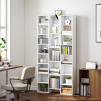 HOMCOM Modern Wooden Bookcase, 181 cm High, with 21 Compartments and 10 Adjustable Shelves, White