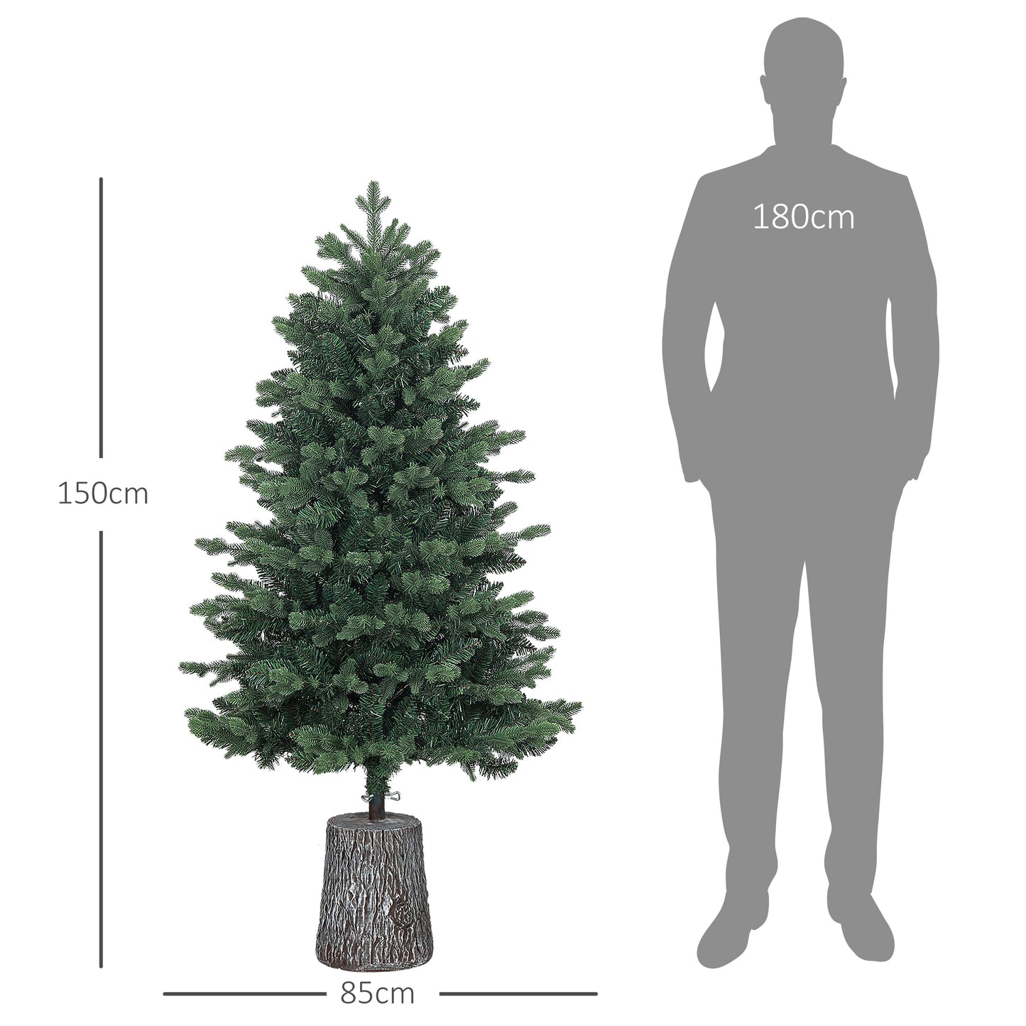 CHRISTMAS TREE - Artificial Christmas Tree 150cm Realistic with 994 Branches and Resin Base, Green