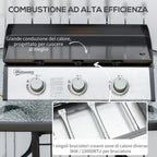 Outsunny Non-Stick Tabletop Gas Barbecue Plate with 3 3kW Burners, 62x46x21cm, Black - Borgè
