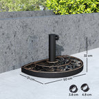 Half-Moon Umbrella Base Ø38 mm and Ø48 mm with Crank Handle, Resin Umbrella Base, 50x31x32 cm, Bronze