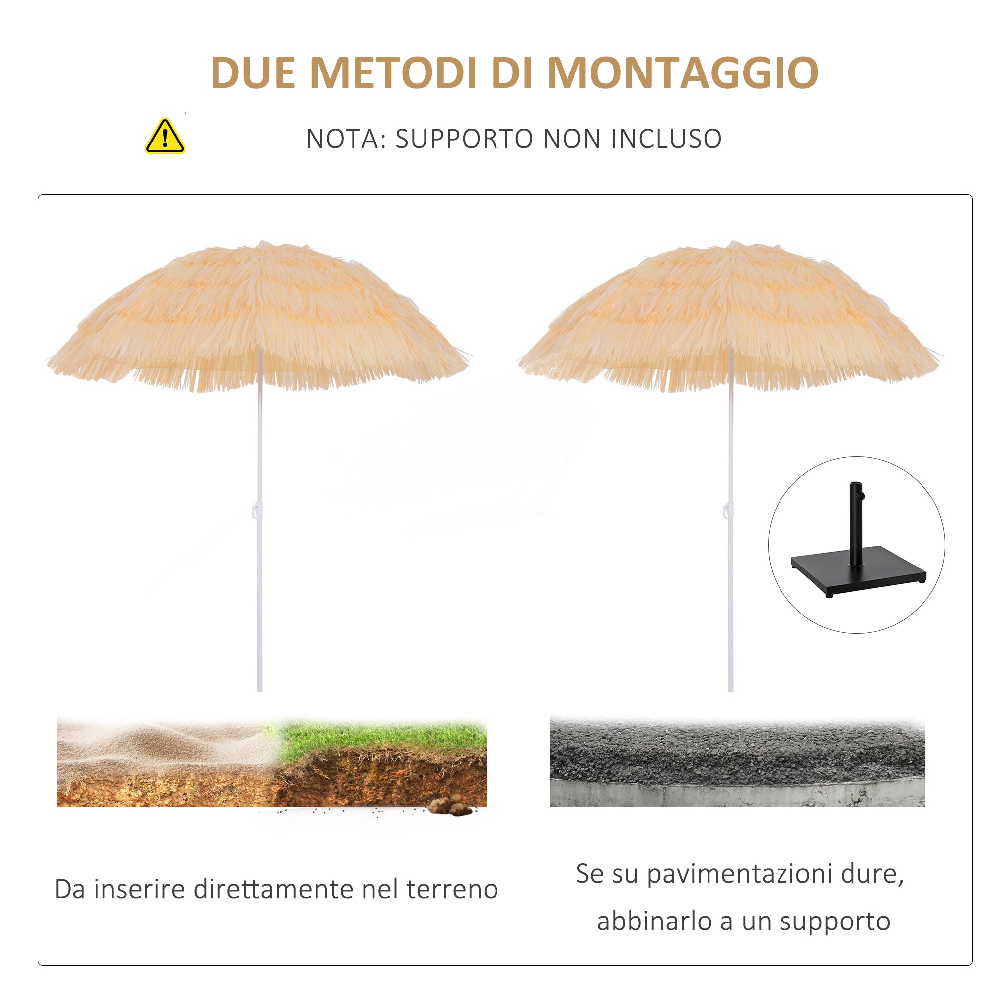 Outsunny 8-Ribbed Beach Umbrella with Tilting Pole, Polyester and Metal, 1.6 x 2 m, Beige