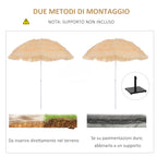 Outsunny 8-Ribbed Beach Umbrella with Tilting Pole, Polyester and Metal, 1.6 x 2 m, Beige