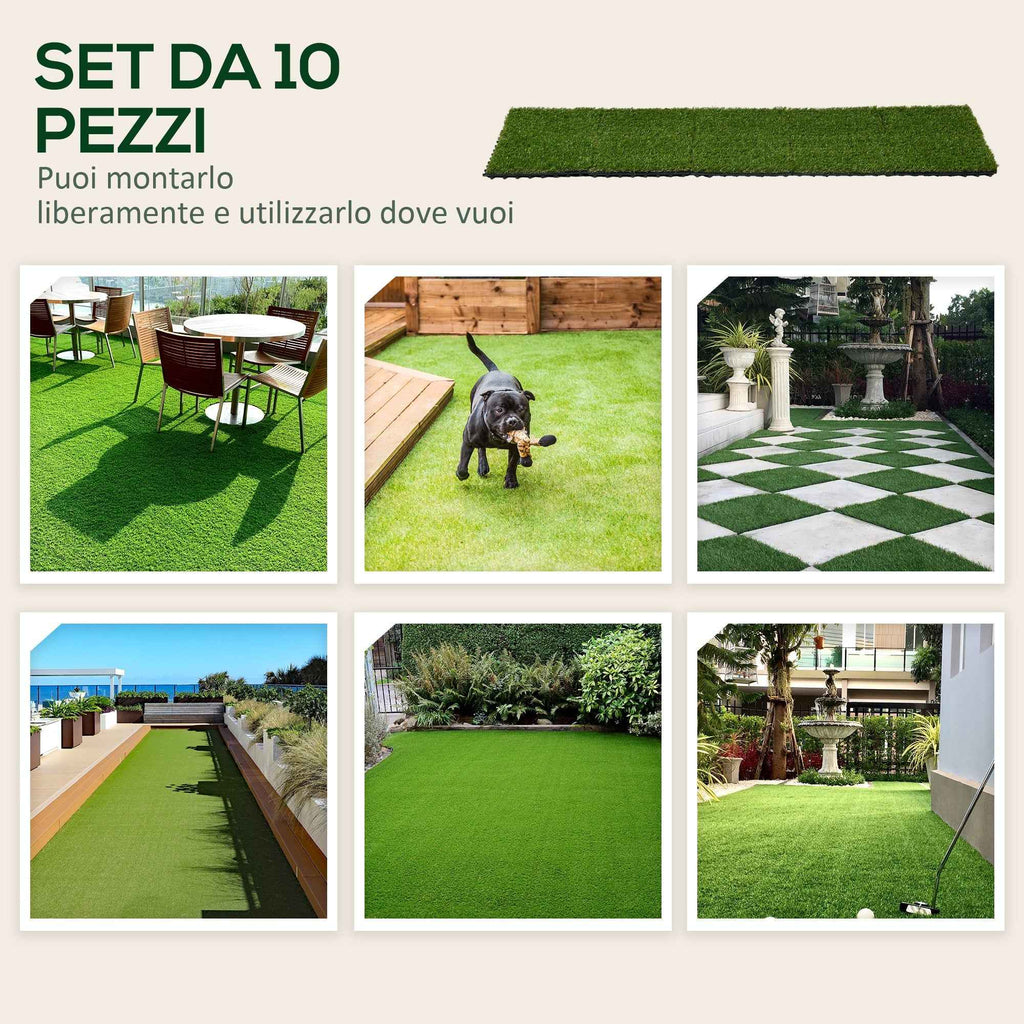 Outsunny Artificial Grass, Realistic Synthetic Lawn, 30x30cm, Dark Green