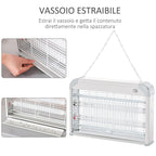 Outdoor and Indoor Electric Insect Killer with UV Mosquito Lamp for 60m², 20W Electric Mosquito Killer, Grey and White