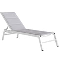 Outsunny Padded Deck Chair, 6-Position Backrest, Aluminum Frame, 120 Kg Capacity, Light Gray
