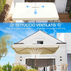 Outsunny 2x3m Rectangular Garden Umbrella with Frill Edge and Crank Handle, Metal and Polyester, Beige