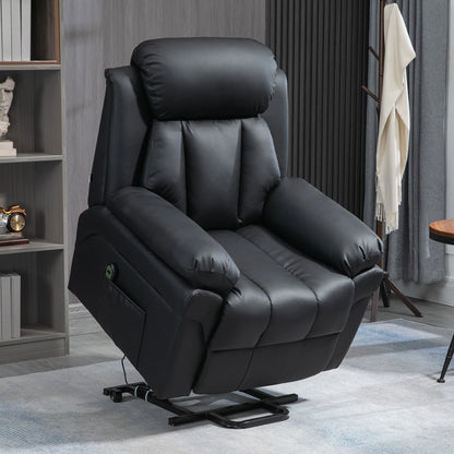 Electric Lift Recliner Armchair with Thick Padding and Remote Control, 96x93x105 cm, Black