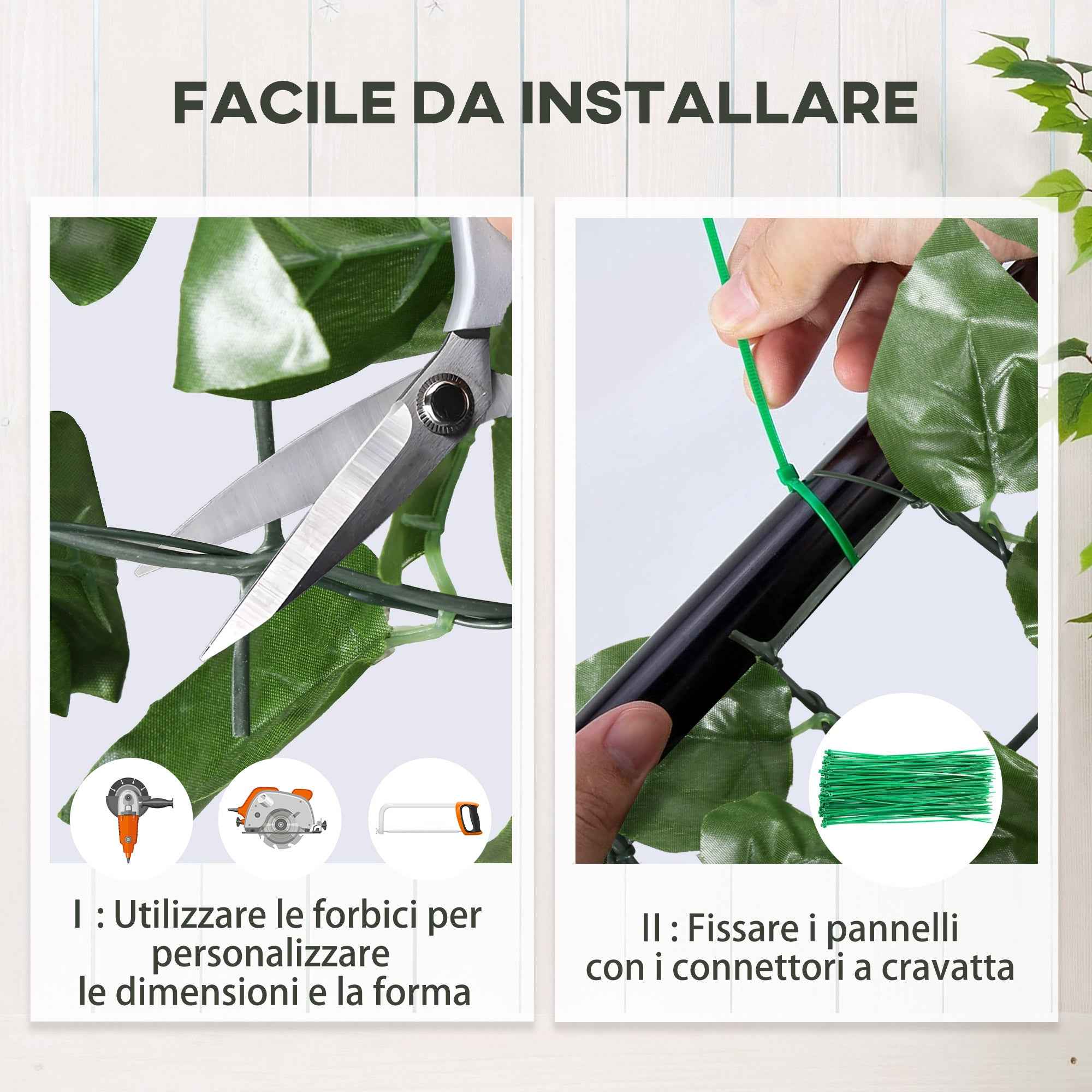 Outsunny Rollable and Waterproof Artificial Hedge, in Silk and PE, 300x100 cm, Dark Green