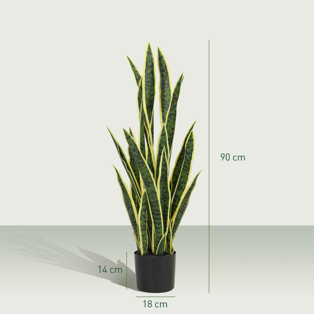 Outsunny Artificial Sanseveria in a Pot for Indoor and Outdoor Use with 21 Mouldable Leaves, Ø20x90 cm