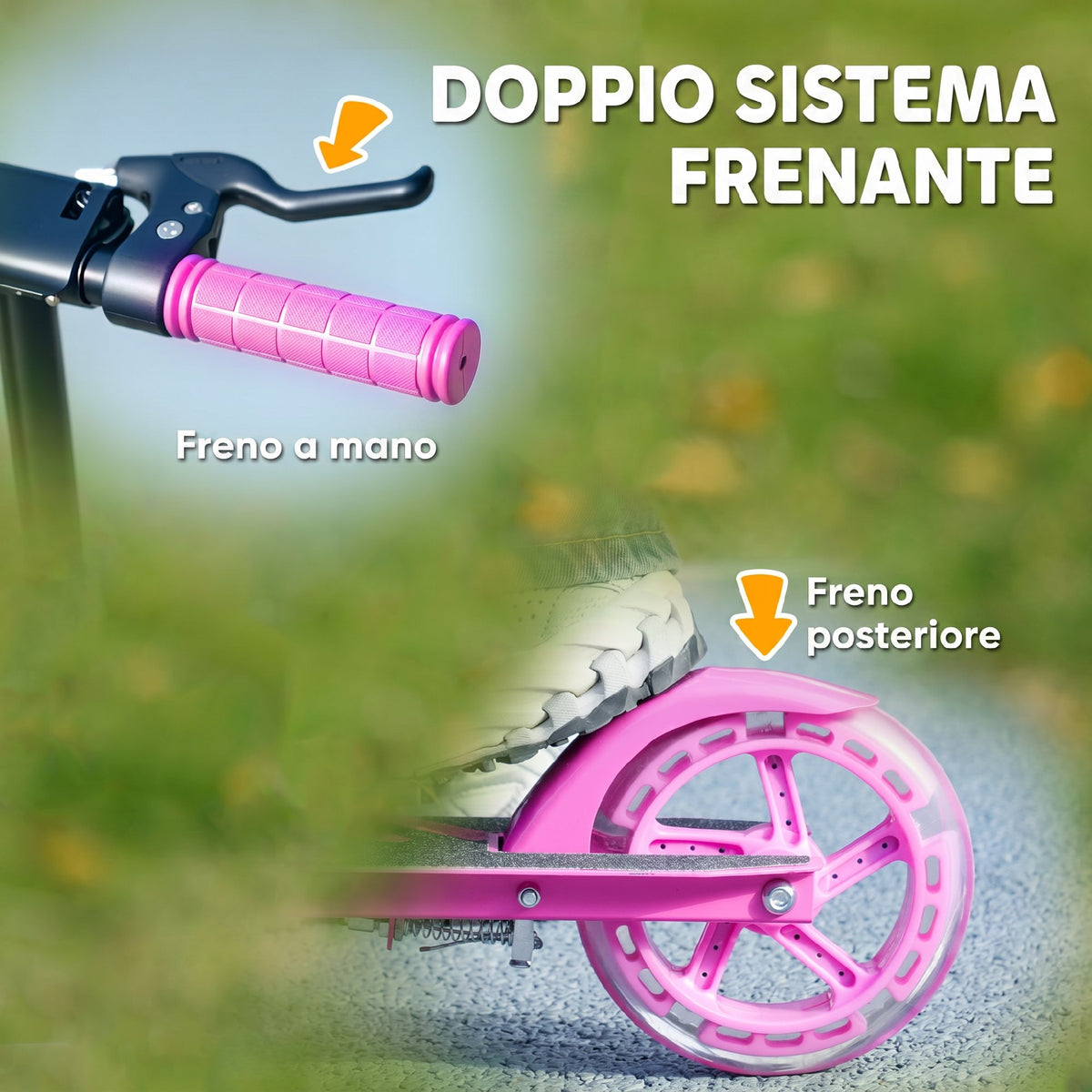 AIYAPLAY Scooter for Kids Ages 3-8 with Light-Up Wheels, Adjustable Handle and Rear Brake, Pink