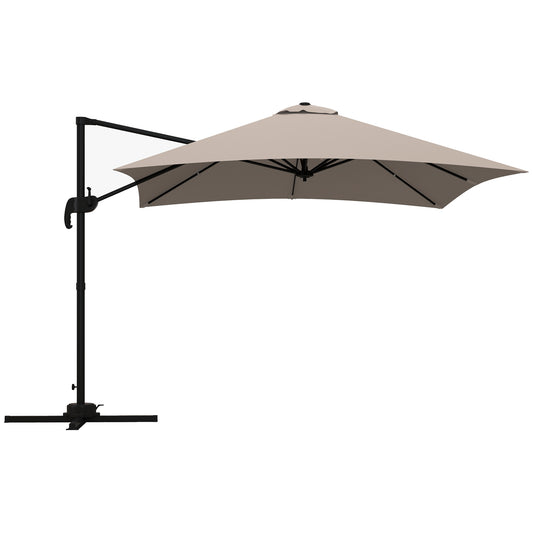 3x3 m Arm Umbrella with 8 Ribs, Pedal and Crank, in Aluminum and Polyester, Khaki color - Borgè