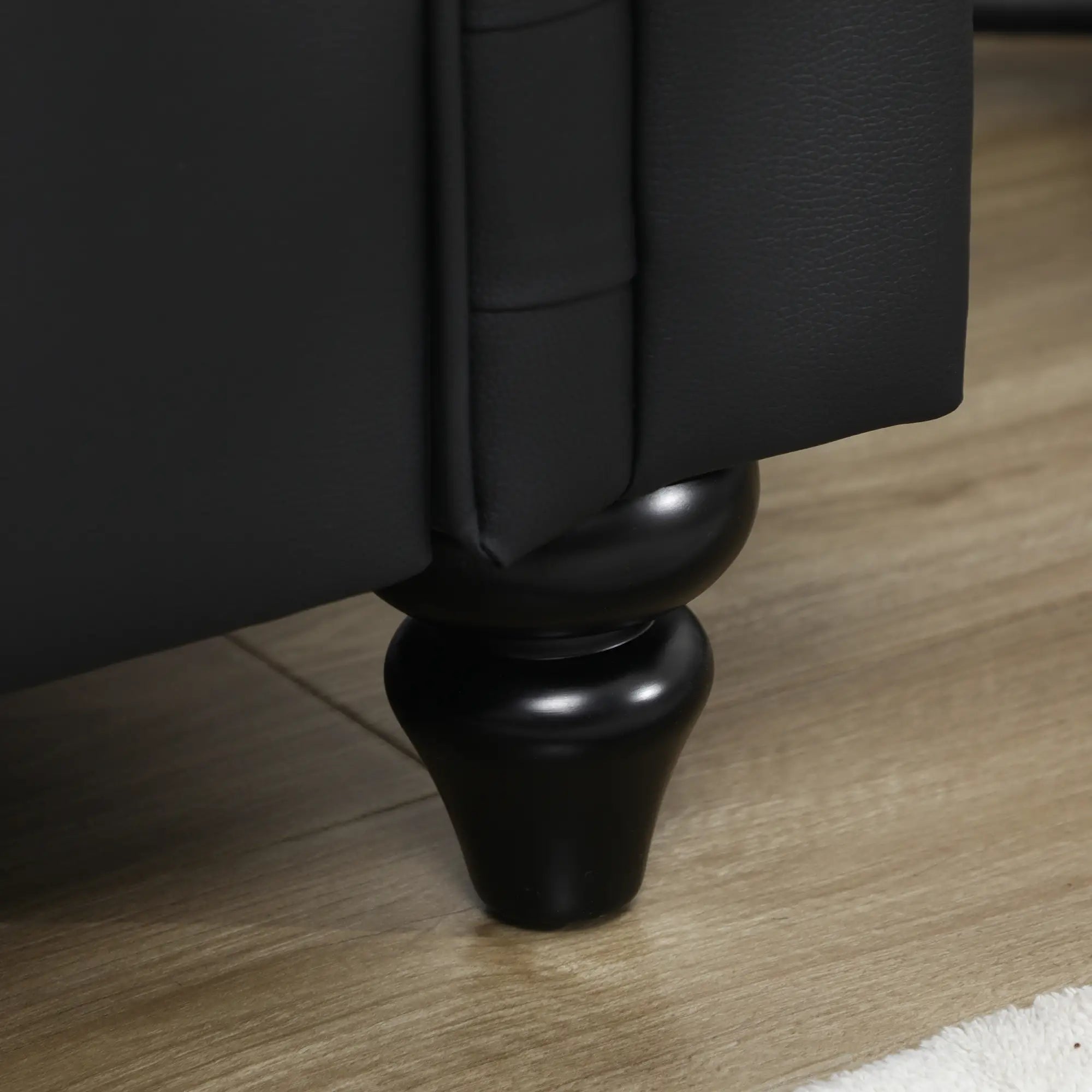 Chesterfield Style 2 Seater Sofa PU Leather with Removable Cushion, 160x84x80 cm, Black