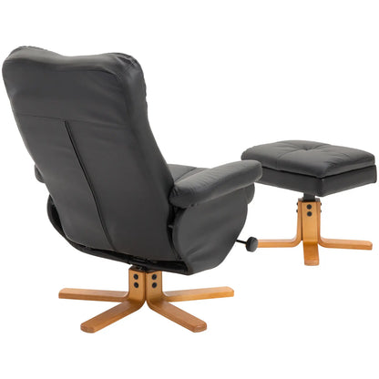 Black PU Leather Reclining Relax Armchair with Footrest