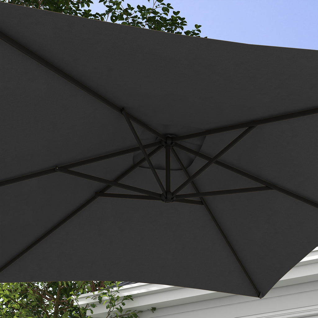 Decentralized Garden Umbrella with Cross Base and Crank Opening, 294x193cm, Gray - Borgè