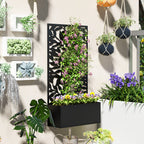 Outsunny Steel Planter with Trellis for Climbing Plants, Wall or Ground Mounting, 61x23x113 cm, Black