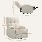 135° Reclining Chair with Cup Holder and Footrest, Linen Effect Fabric, 88x96x108 cm, Beige