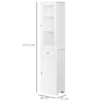 Kleankin Mobile Column Bathroom Space With Cardboard, Drawer and MDF shelves, 40x27x171.5cm, White - Borgè