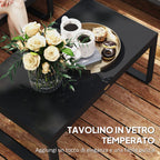 3-Piece Outdoor Set with 3-Seater Convertible Sofa, 2-Seater Sofa and Outdoor Coffee Table, Gray and Black