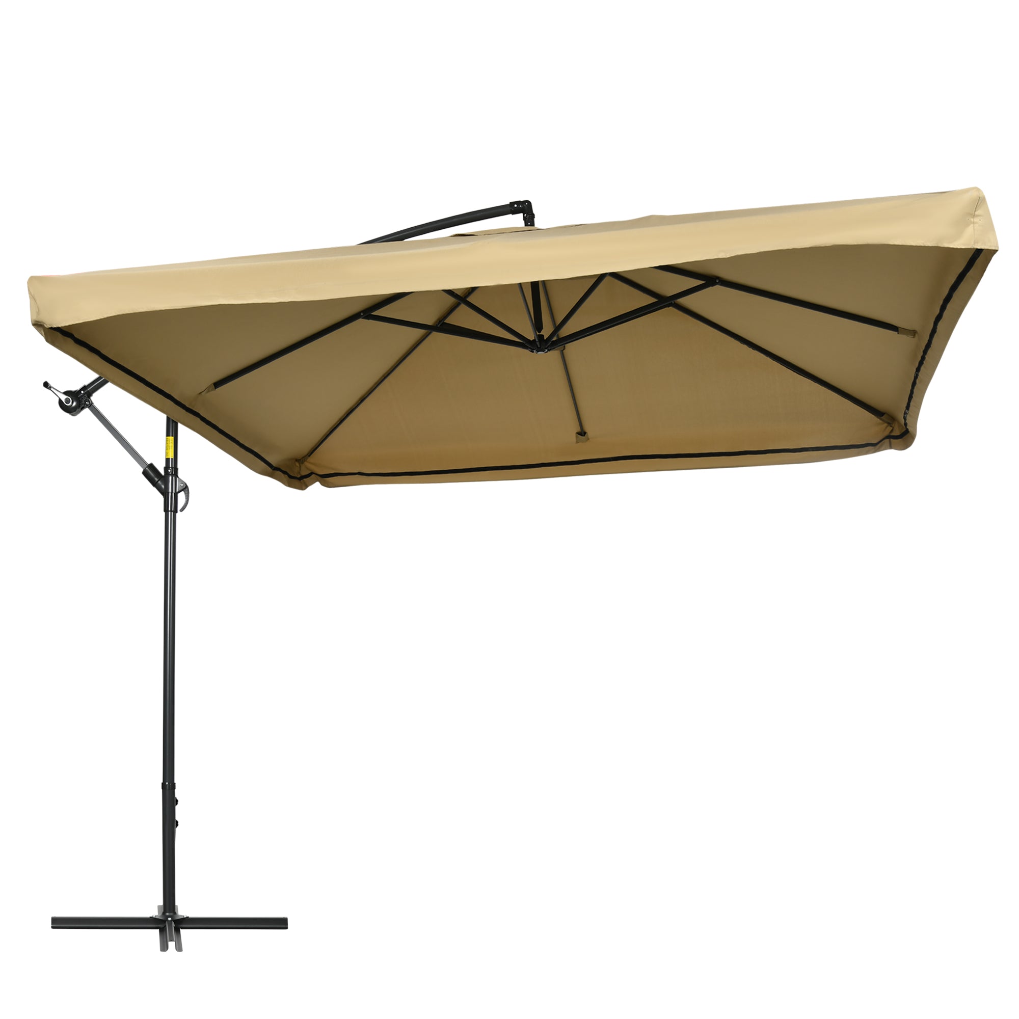 Garden Umbrella with Tilting Arm with Crank Opening and Mosquito Net, 3x3 m, Beige