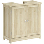 kleankin 2-Door Vanity Unit with Adjustable Shelf and U-Shaped Cutout, 60x30x60 cm, Oak