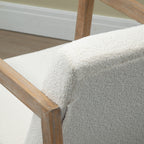 Rocking Chair with Seat and Back Cushions, Wood, Pile and Foam, 60x81x71 cm, Cream