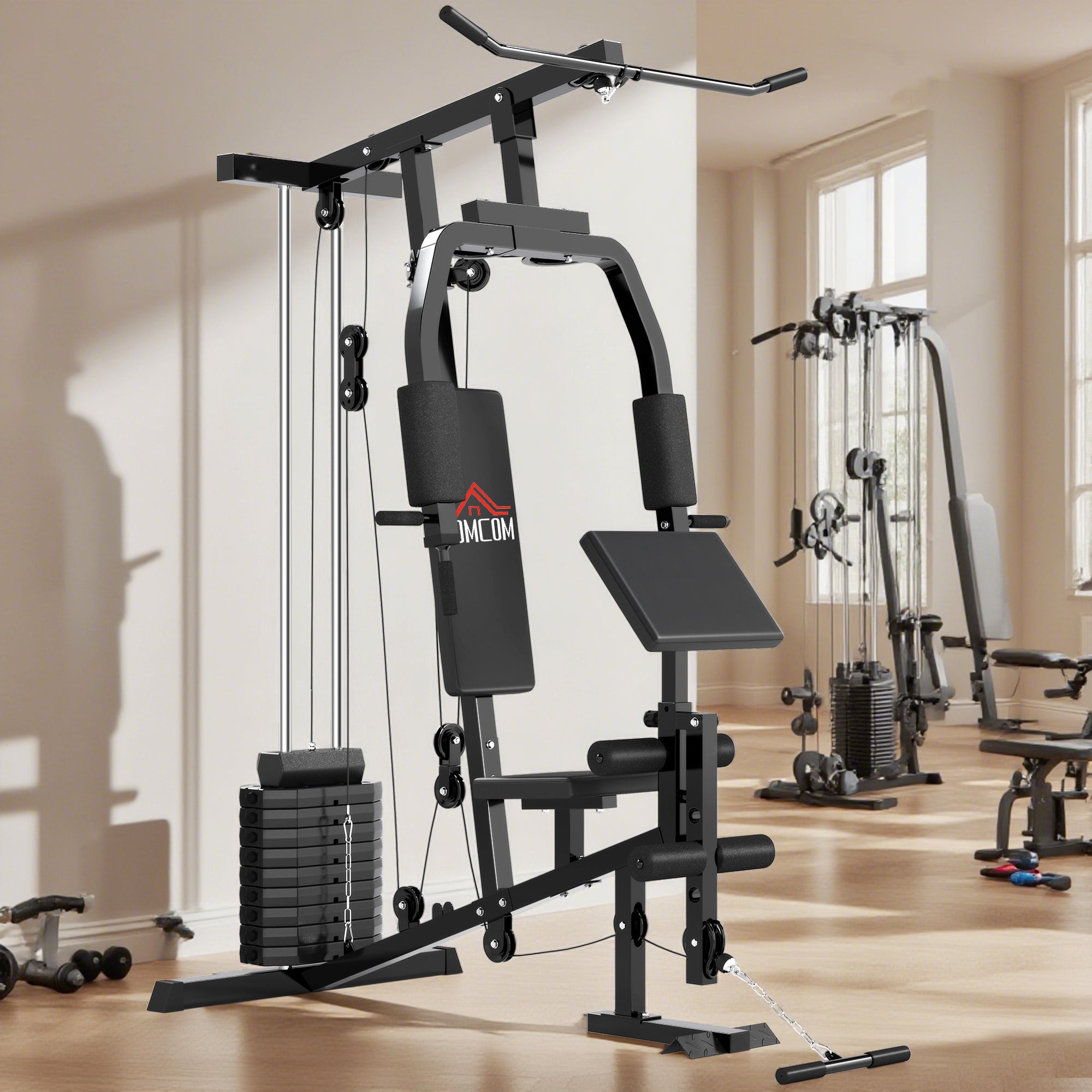 Multifunctional Fitness Station for Home and Professional Training in Steel, 148x108x207 cm, Black