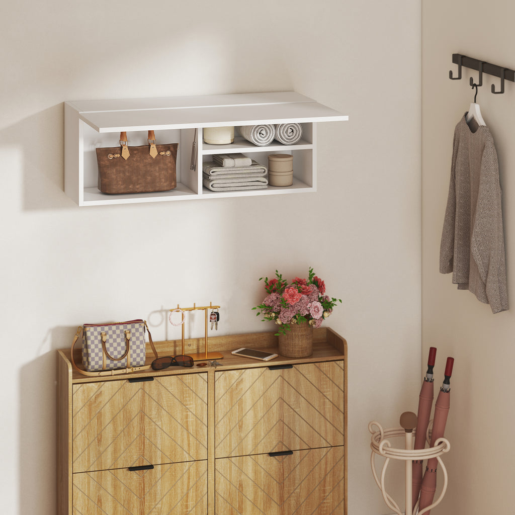 HOMCOM Bathroom Cabinet with Drop-Door and Shelves, 80x25x30 cm, White